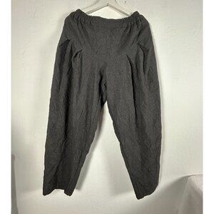 Prisa Collection Womens Black Pinstripe Elastic Waist Cropped Pants Wool Blend